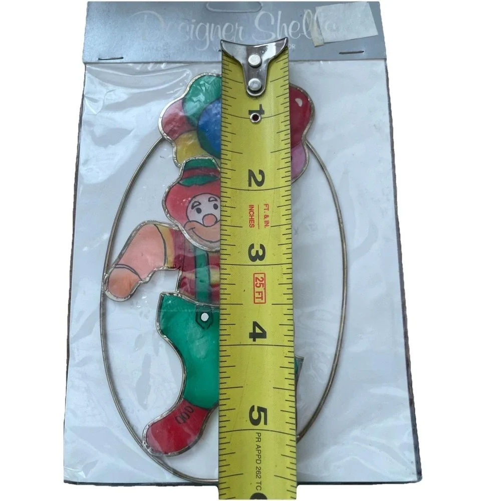 Vintage Seashell Clown with Balloons Stained Glass Suncatcher Kids Children Room